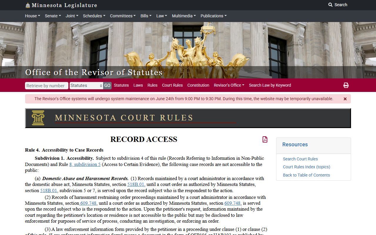 Aitkin County court records Minnesota public access Rule 4
