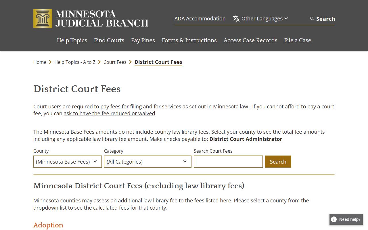Aitkin County court records certified copy fees