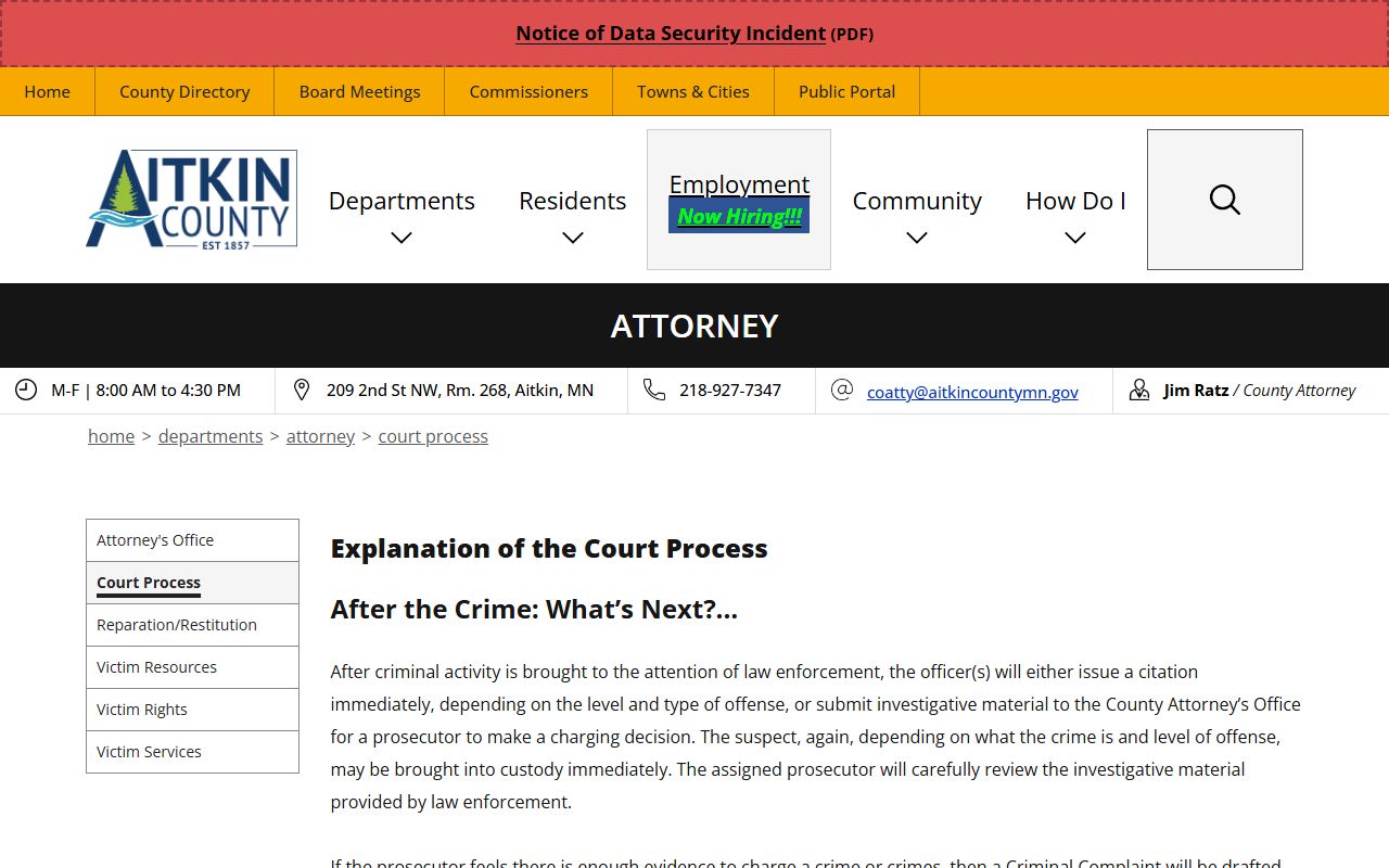 Aitkin County criminal court records court process