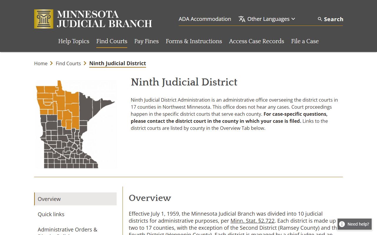 Aitkin County court records Ninth Judicial District information