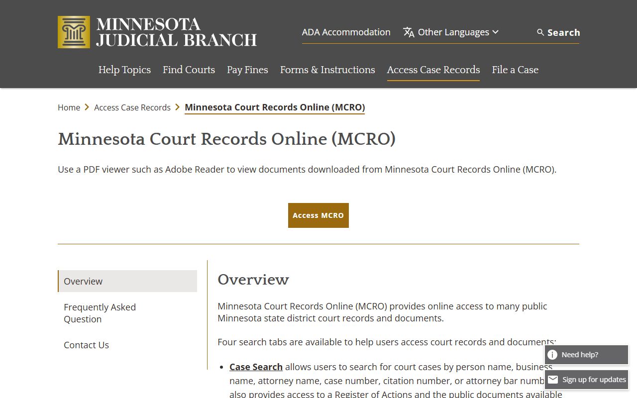 Aitkin County court records MCRO overview