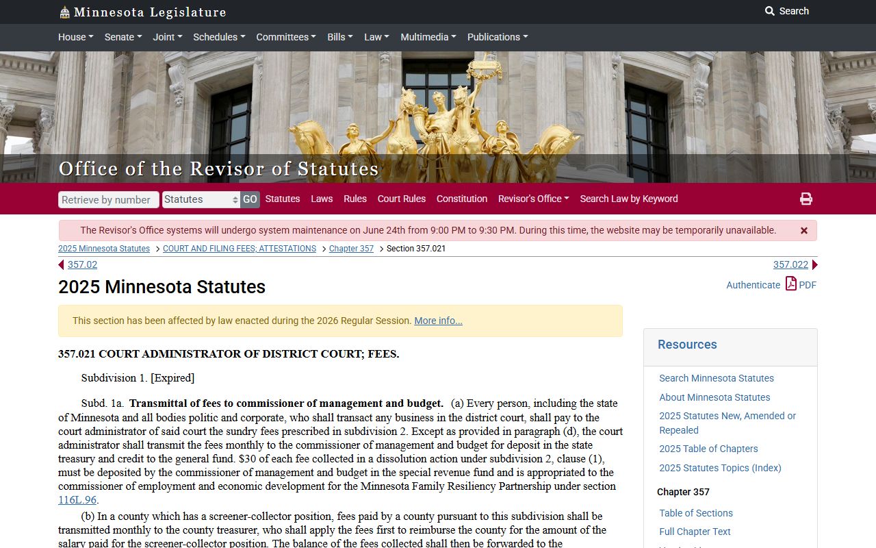 Aitkin County probate records district court fee statute